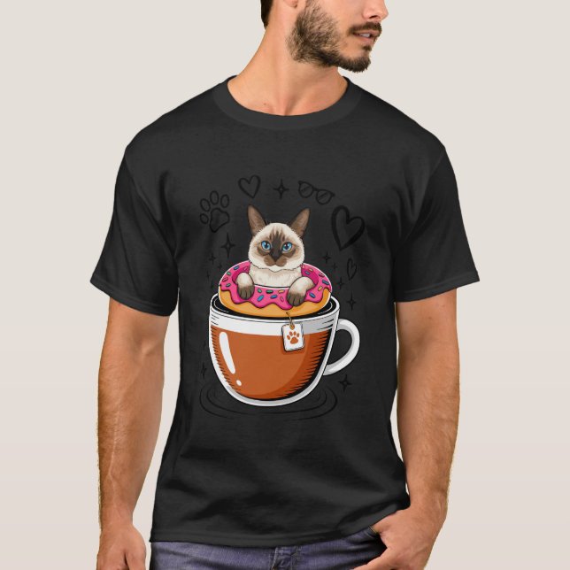 Kaffe Balinesisk Katt Munk T Shirt (Framsida)