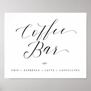 Kaffe Bar Chic Bröllopsdusch eller Bröllop skylt