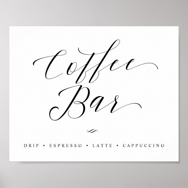 Kaffe Bar Chic Bröllopsdusch eller Bröllop skylt (Framsidan)