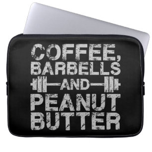 Kaffe, barbelling och peanut Butter - Lustigt fack Laptop Fodral