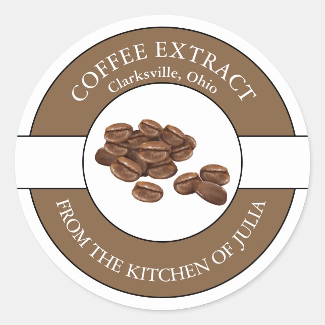 Kaffe Bean-etikett Runt Klistermärke (Framsida)