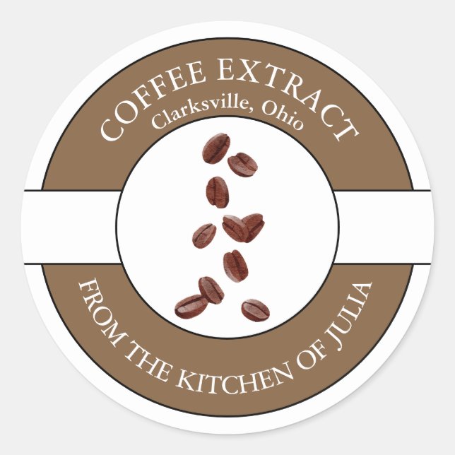 Kaffe Bean-etikett Runt Klistermärke (Framsida)