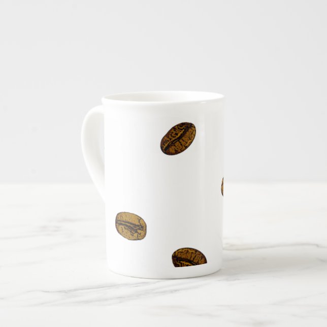 Kaffe Bean Mönster Benporslin Mugg (Framsida vänster)