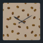 Kaffe Bean Mönster Fyrkantig Klocka<br><div class="desc">Det här är anpassade.</div>