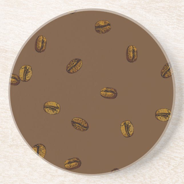 Kaffe Bean Mönster Underlägg Sandsten (Framsidan)