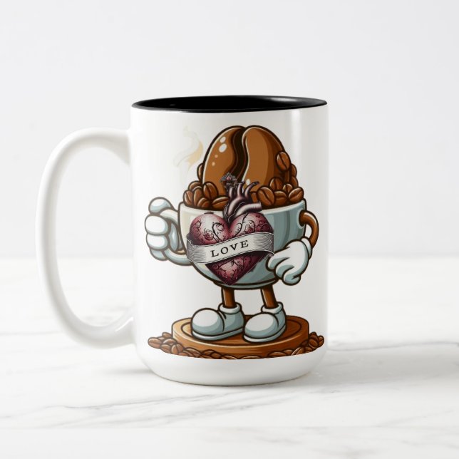 Kaffe Bean och Hjärtat i Kärlek Kaffe Mugg (Vänster)
