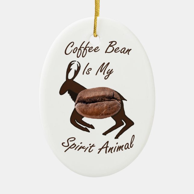 Kaffe Bean Spirit Animal Julgransprydnad Keramik (Framsidan)