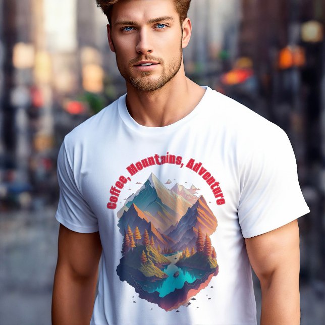 Kaffe, berg, Äventyr Travel T Shirt (Travel t-shirt Coffee, Mountains, Adventure)