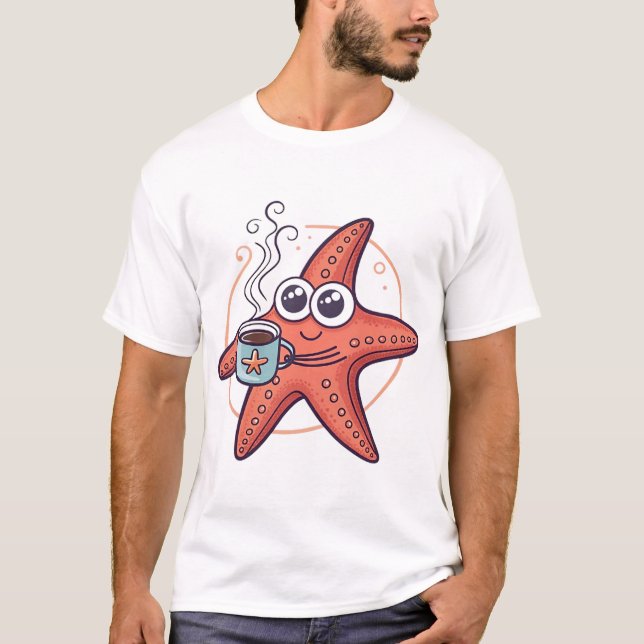 Kaffe besatt sjöstjärna t shirt (Framsida)