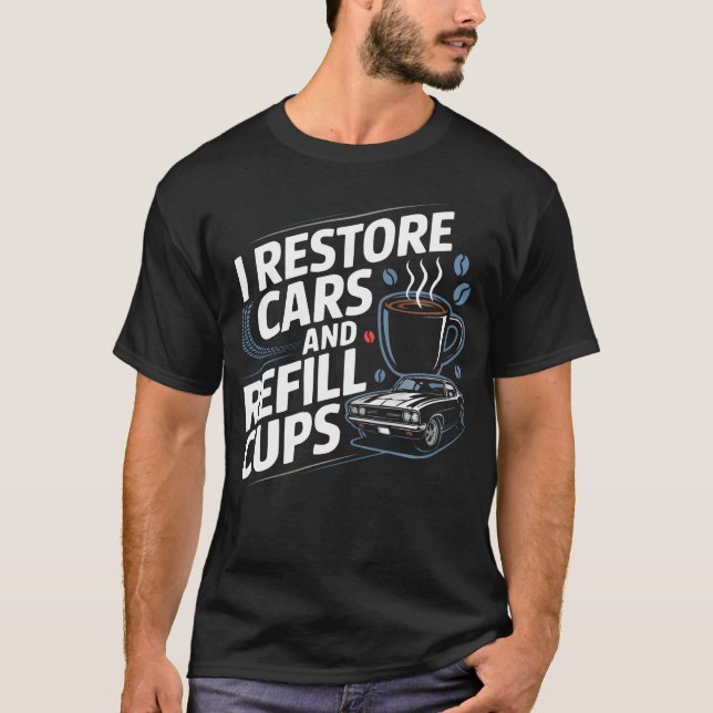 Kaffe Bil Älskare Carguy Bil Enthusiast T Shirt (Framsida)