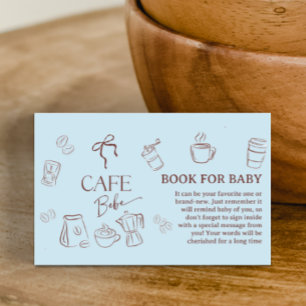 Kaffe Blå Bow Kafé Bebe Pojke Bok För Babyfirande Tilläggskort