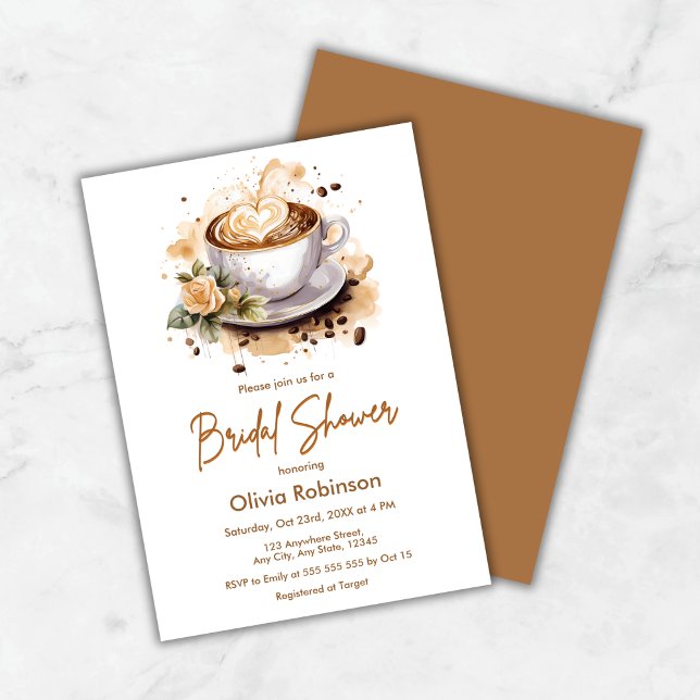 Kaffe Blommig Kärlek Bryggs Bröllopsdusch Inbjudningar (Coffee Floral Love is Brewing Bridal Shower Invitation )