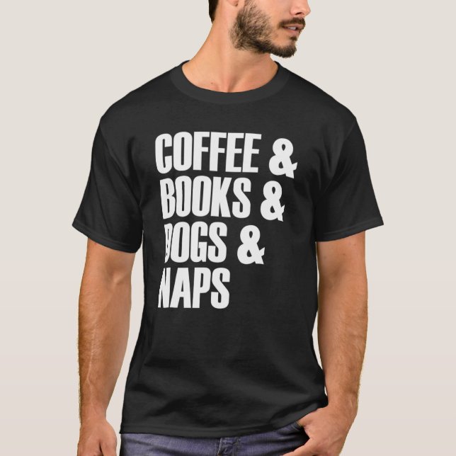 Kaffe Bokar Hundar Naps Slogan T Shirt (Framsida)