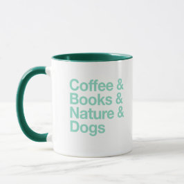 Kaffe & Bokar & natur & Hundar Mugg (Teal)