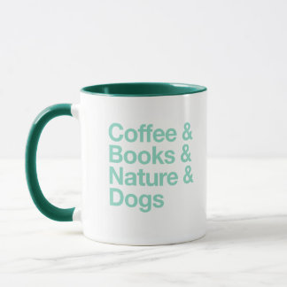 Kaffe & Bokar & natur & Hundar Mugg (Teal)