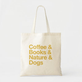Kaffe & Bokar & natur & Hundar tote Bag (Gult) Tygkasse