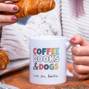Kaffe, bokar och hundar - Cute Kaffemugg