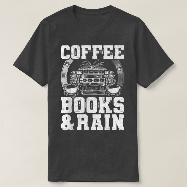 Kaffe Bokar & Rain Bok Älskare T Shirt (Design framsida)