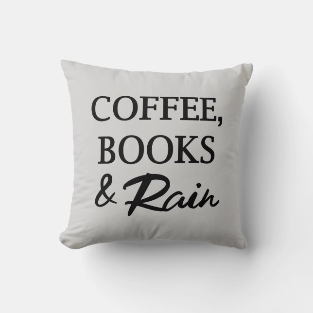 Kaffe bokar & regnar kvadrerar dekorativ kudde (Framsida)
