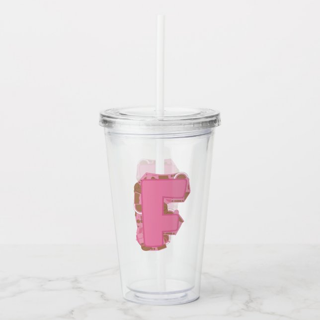 Kaffe Bokstav F: Monogram Initial  Take Away Mugg (Framsida)