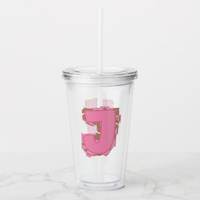 Kaffe Bokstav J: Monogram Initial  Take Away Mugg (Framsida)