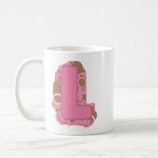 Kaffe Bokstav L: Monogram Initial Kaffemugg