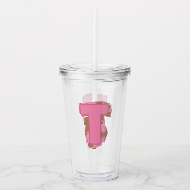 Kaffe Bokstav T: Monogram Initial  Take Away Mugg (Framsida)