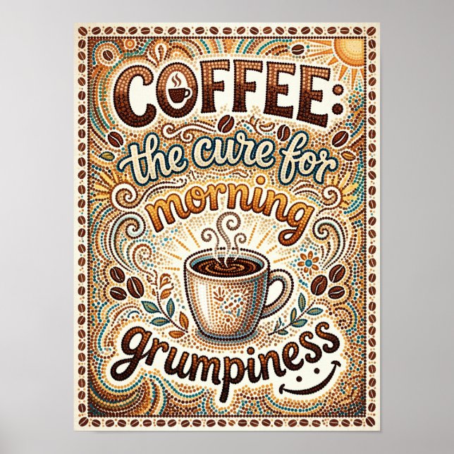 kaffe botemedel mot morgontrötthet poster (Framsidan)