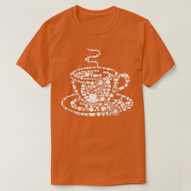 Kaffe Breved Steaming Java Bild Mosaic Kopp Sau T Shirt (Design framsida)