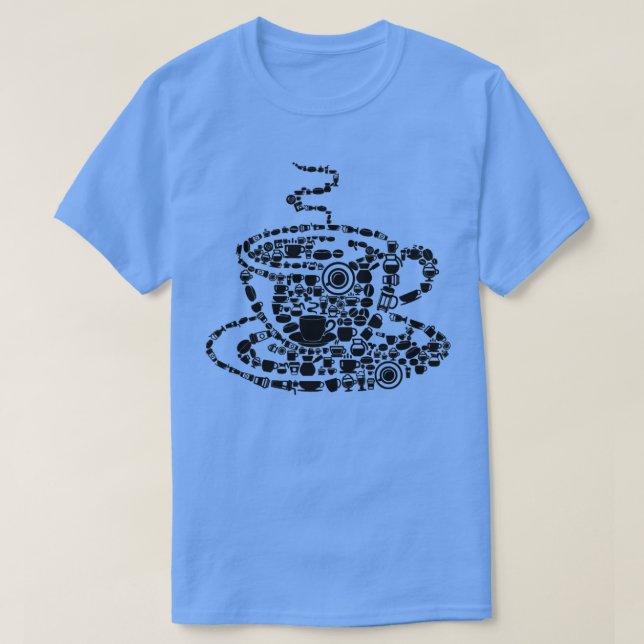 Kaffe Breved Steaming Java Bild Mosaic Kopp Sau T Shirt (Design framsida)