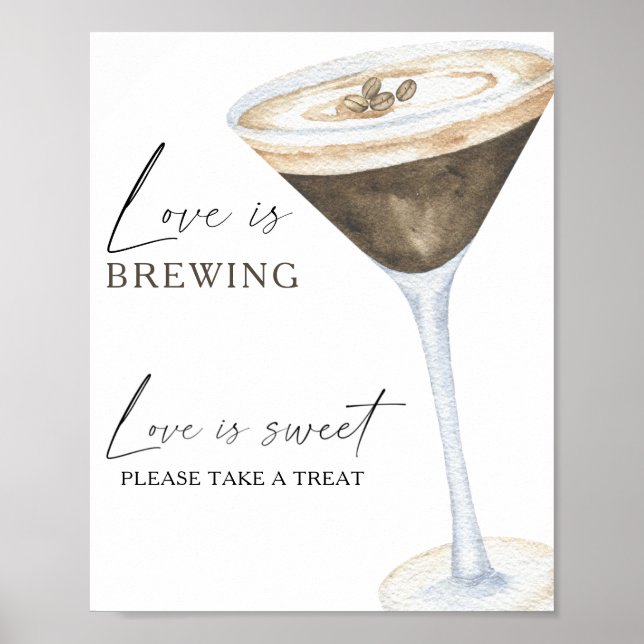 Kaffe bröllopsdusch Kärlek är sött ta en godis Poster (Framsidan)