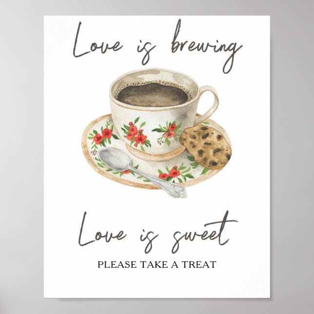 kaffe bröllopsdusch Kärlek är sött ta en godis Poster (Framsidan)