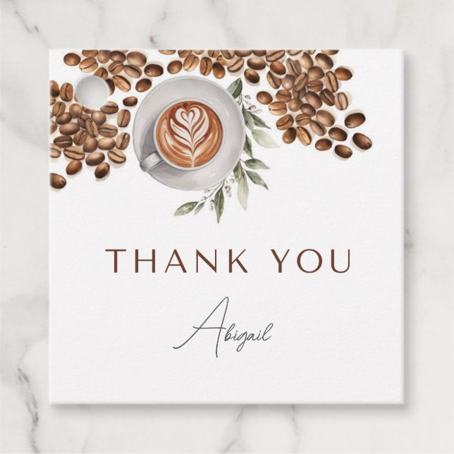 Kaffe Bröllopsdusch - Kärlek bryggs Gåvor Etiketter (Framsida)