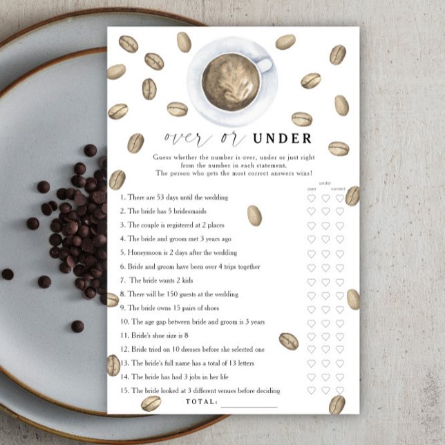 Kaffe bröllopsdusch Över eller under spel (Skapare uppladdad)