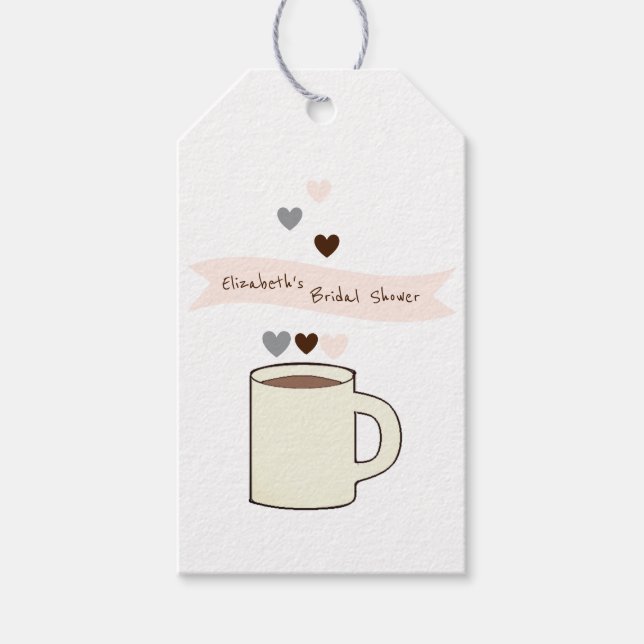 Kaffe Bröllopsdusch Presentetikett (Framsidan)