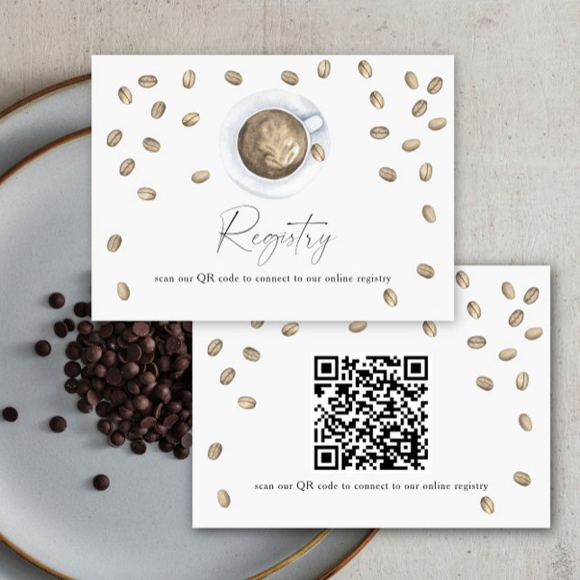 Kaffe bröllopsdusch QR-kod för presentregister  Tilläggskort (Skapare uppladdad)