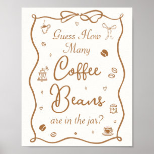 Kaffe Bröllopsfest Gissa Hur Många Kaffebönor Poster