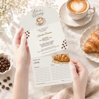 Kaffe Bröllopsfestin Inbjudan & Receptkort