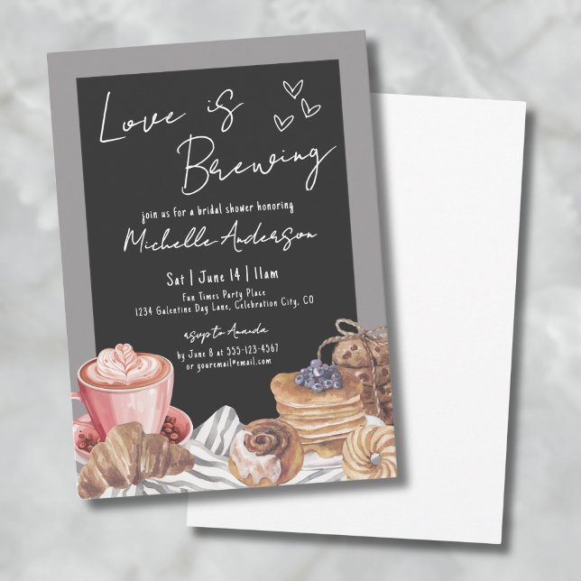 Kaffe Bröllopsgille Inbjudningar (Chalkboard Coffee Brunch Bridal Shower Invitation)