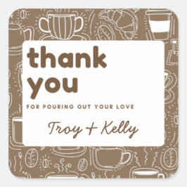 Kaffe Bröllopspresent Sticker Fyrkantigt Klistermärke