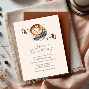 Kaffe Bröllopsshower Inbjudan Kärlek Bryggs