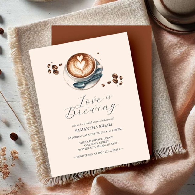Kaffe Bröllopsshower Inbjudan Kärlek Bryggs (Modern "Love is Brewing" (Coffee Bar) bridal shower invitations printing)