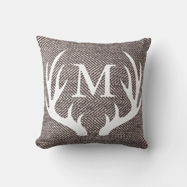 Kaffe Brown Herringbone & Hjort Antlers Kudde (Framsida)
