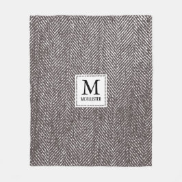 Kaffe Brown Herringbone & Monogram Fleecefilt