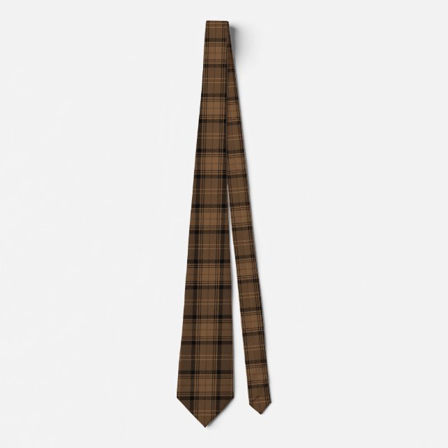Kaffe Brown och Black Tartan Play Mönster Slips (Framsida)
