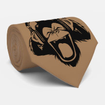 Kaffe Brun apa som klämmer ut med hörlurar