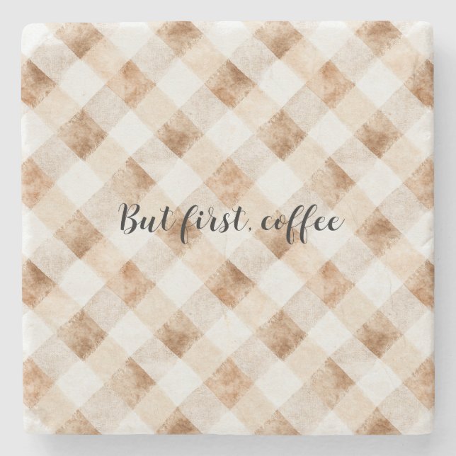 Kaffe Brun Kräm Ränder Stenunderlägg (Framsidan)