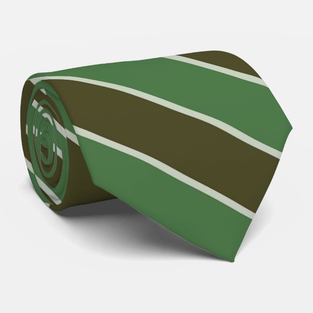 Kaffe Brun, Krokodil Grön Och Salvia Ränder Slips (Rullad)
