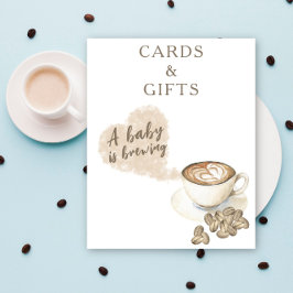 Kaffe bryggande baby shower kort och presenter poster