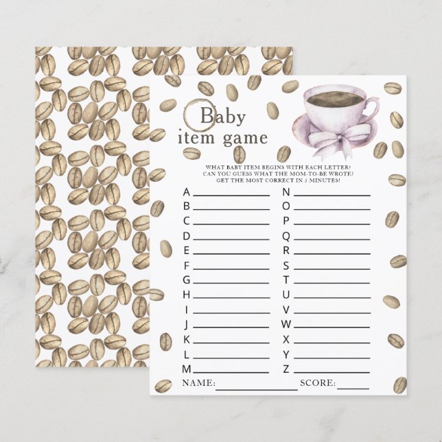 Kaffe bryggning Baby shower Baby Present Spel (Fram/baksida)